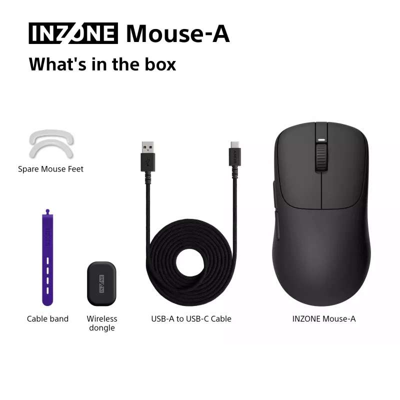 Draadloze gamingmuis Sony INZONE rechtshandig RF optisch 30000 DPI, 70G versnelling, radscrollen