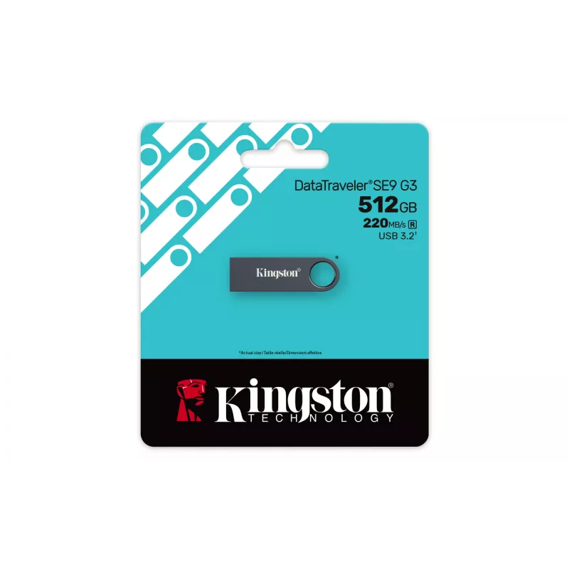 USB-flashdrive KINGSTON DataTraveler SE9 G3 512 GB – USB Type-A, USB 3.2 Gen 1, 220/100 MB/s, capless, Dark Nickel