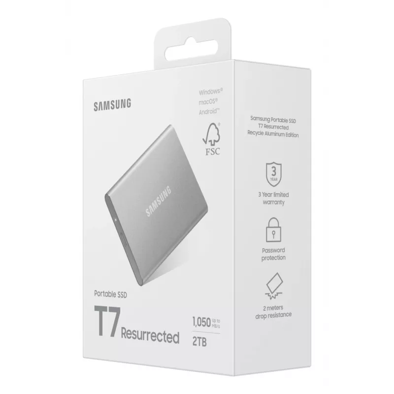 Samsung MU-PD2T0G/WW externe solid-state-drive 2 TB USB Type-C 3.2 Gen 2 (3.1 Gen 2) zilver