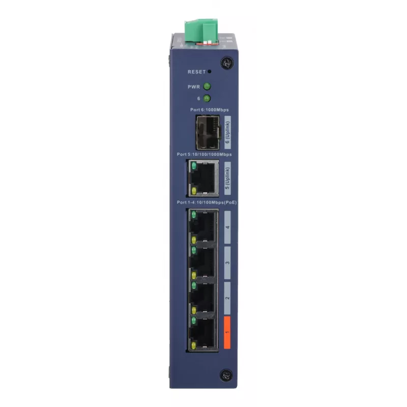 Managed Hardened Switch DAHUA CHS4106-4ET-60 — 6-poorts, 4x PoE 10/100, L2, 4,8 Gbit/s, 8000 MAC