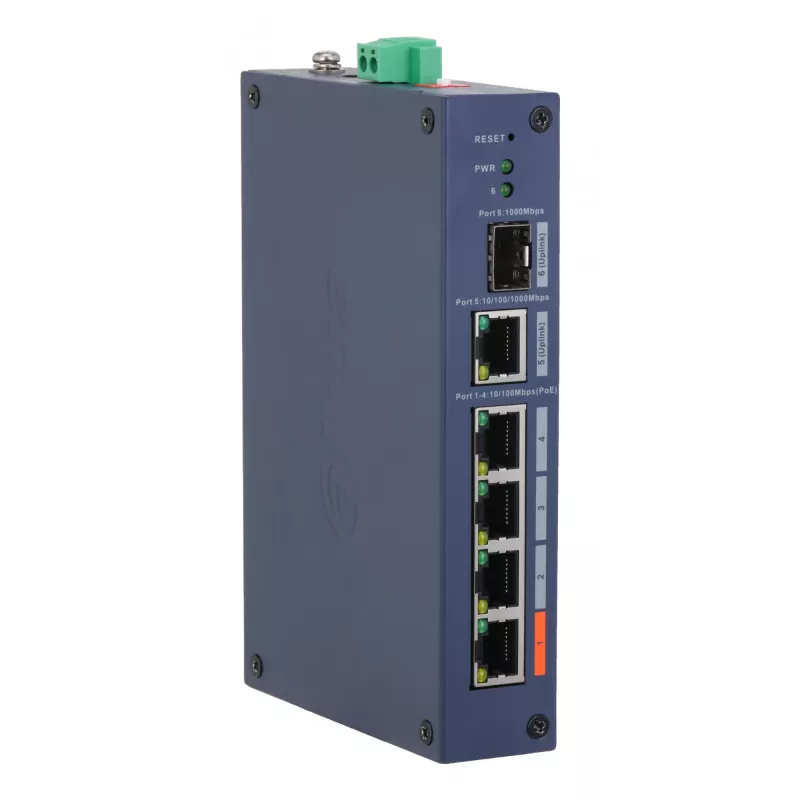 Managed Hardened Switch DAHUA CHS4106-4ET-60 — 6-poorts, 4x PoE 10/100, L2, 4,8 Gbit/s, 8000 MAC