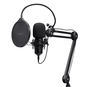 Podcast-microfoon TRUST GXT 270 Emita II+ — condensator-USB, bedraad, metalen behuizing, zwart, 2,5 m kabel
