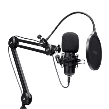 Podcast-microfoon TRUST GXT 270 Emita II+ — condensator-USB, bedraad, metalen behuizing, zwart, 2,5 m kabel
