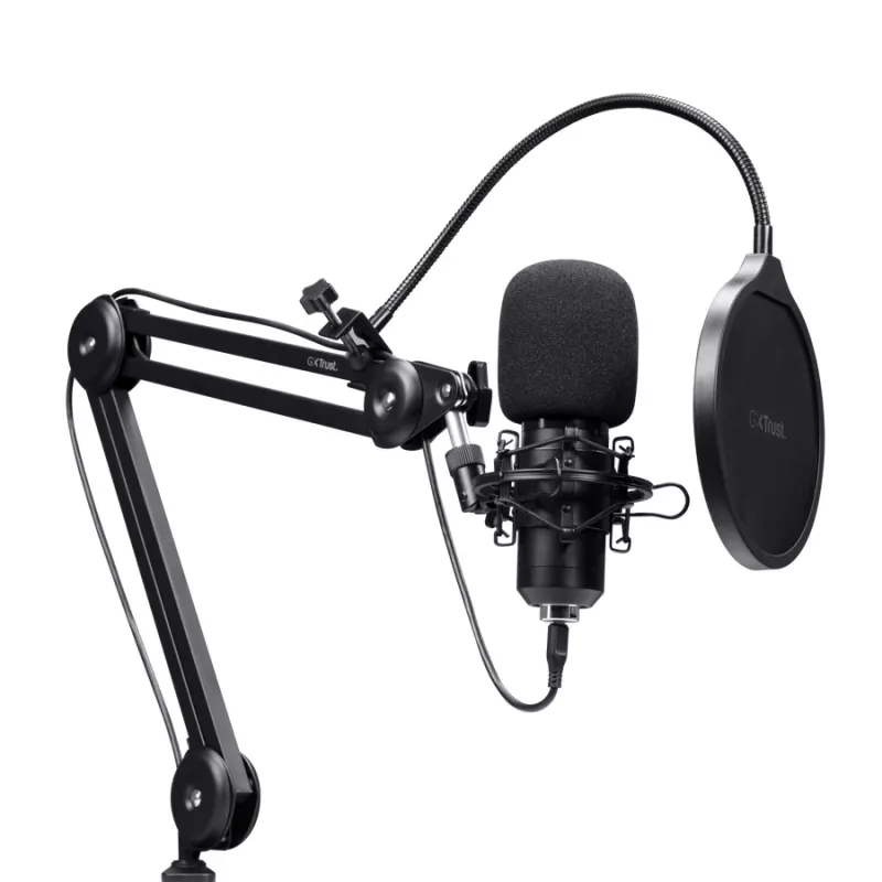 Podcast-microfoon TRUST GXT 270 Emita II+ — condensator-USB, bedraad, metalen behuizing, zwart, 2,5 m kabel