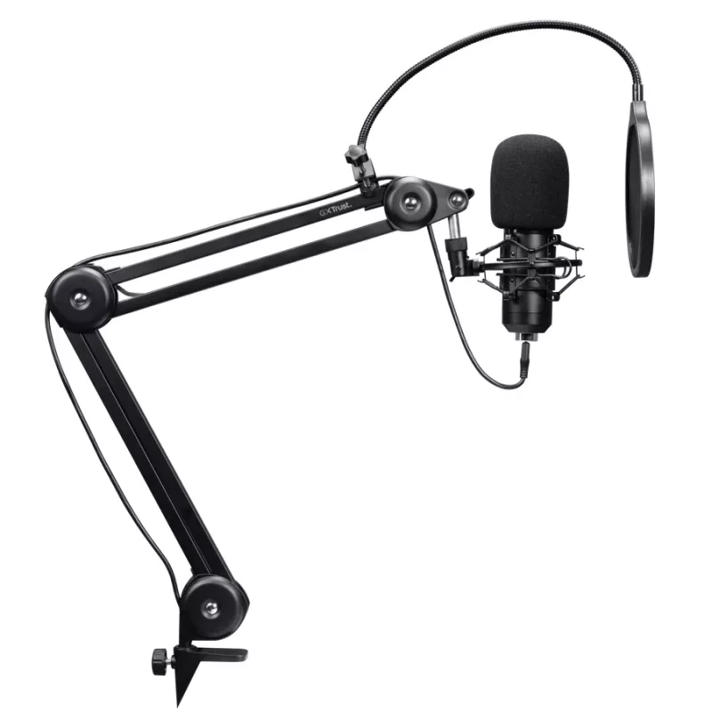 Podcast-microfoon TRUST GXT 270 Emita II+ — condensator-USB, bedraad, metalen behuizing, zwart, 2,5 m kabel