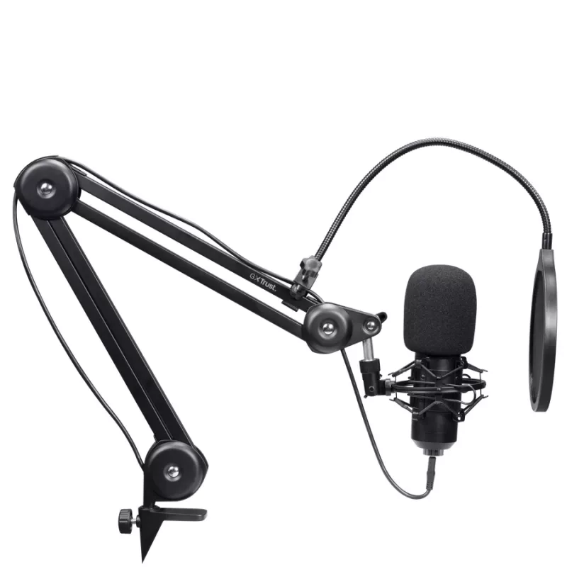 Podcast-microfoon TRUST GXT 270 Emita II+ — condensator-USB, bedraad, metalen behuizing, zwart, 2,5 m kabel