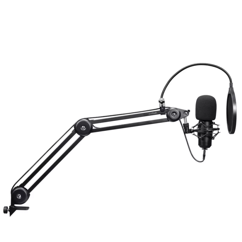 Podcast-microfoon TRUST GXT 270 Emita II+ — condensator-USB, bedraad, metalen behuizing, zwart, 2,5 m kabel