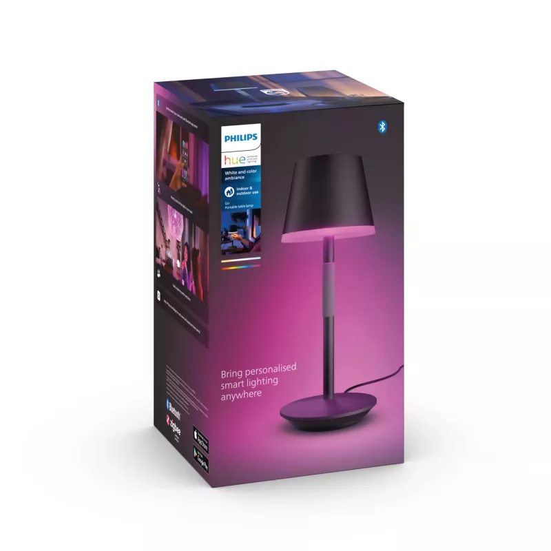 Slimme tafellamp Philips Hue Go draagbare lamp Bluetooth Zigbee zwart
