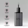 Wandlader AXAGON ACU-PQ67D, 67W, USB-C PD3.0 + USB-A QC4+, 2 uitgangen, LCD-display, 100–240V