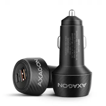 Autolader AXAGON PWC-PQ48, 48 W, USB-C (PD3.0) + USB-A (QC4+), ingang 12–24 V, zwart