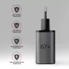 Voeding AXAGON ACU-PQ67, 67W, PD3.0 + QC4+, 1x USB-C + 1x USB-A, 100–240V, grijs/zwart