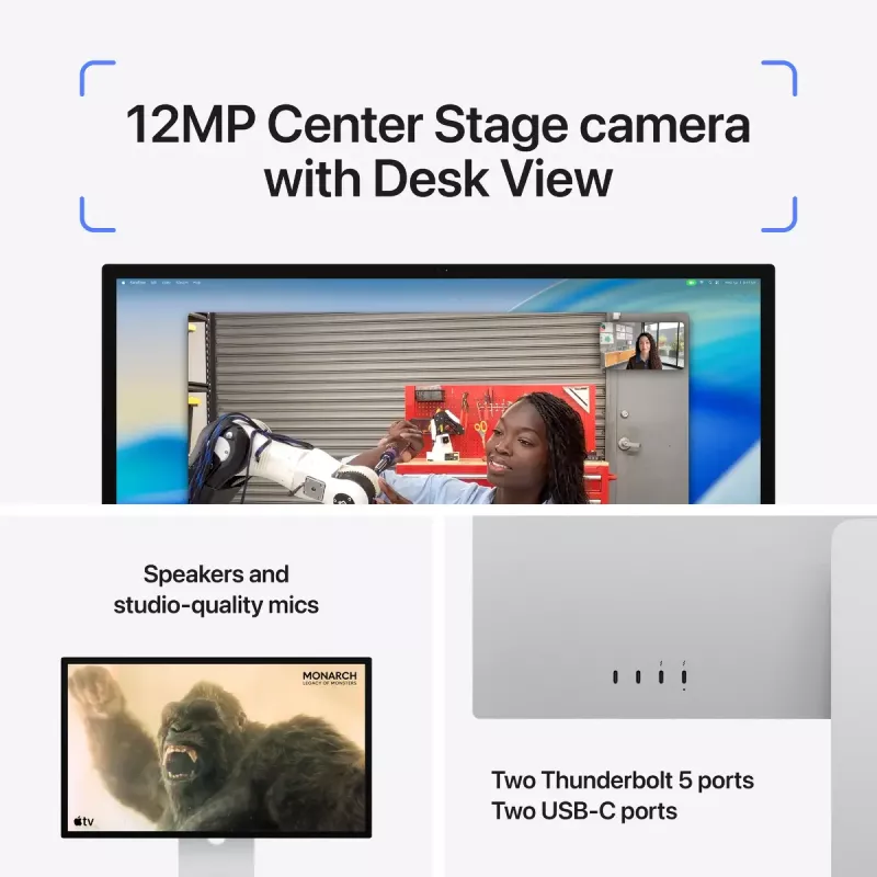 Monitor Apple Studio Display 27 inch (68,6 cm) 5K Ultra HD LED, nanotextuurglas, VESA-houderadapter, zilver