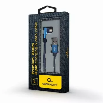 USB 2.0 datakabel Gembird CC-USB2J-AMLML-1M-BL — USB A naar Micro-USB B/Lightning, 1 m, blauw/zwart