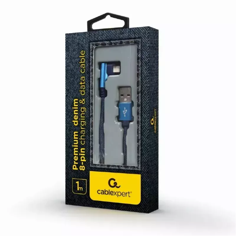 USB 2.0 datakabel Gembird CC-USB2J-AMLML-1M-BL — USB A naar Micro-USB B/Lightning, 1 m, blauw/zwart