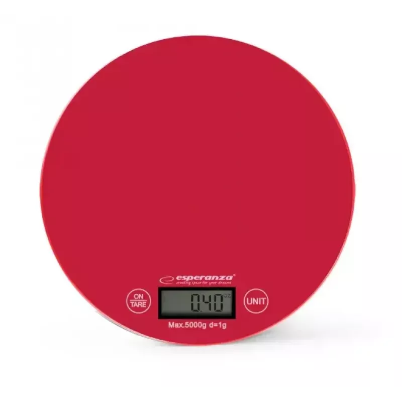 Elektronische keukenweegschaal ESPERANZA EKS003R – 5 kg capaciteit, tara, g/lb/oz, rood