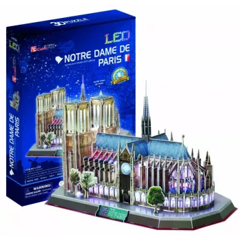 3D-puzzel CubicFun Notre Dame (licht) — model DA-20509, lichtgevende uitgave