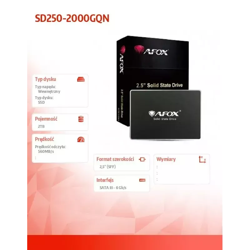 SSD AFOX 2 TB 2,5 inch SATA SD250-2000GQN
