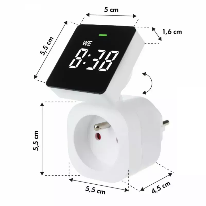 Digitale tijdschakelaar GreenBlue GB610E, max. belasting 16A, IP20, programmeerbare aan-/uitcycli