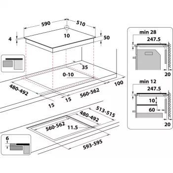 Whirlpool WLB6860NE/S zilver inbouw inductiekookplaat 4 zones