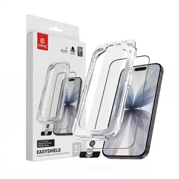 Displayschermfolie van gehard glas Crong EasyShield 2-pack voor iPhone 17 / 17 Pro / 16 Pro, aluminosilicaat, glanzend