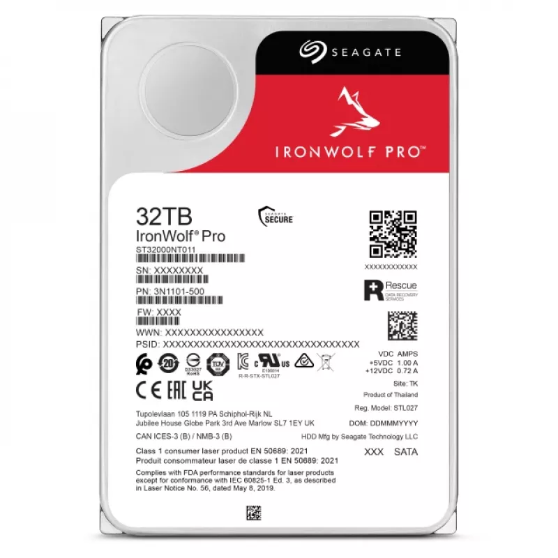 Seagate IronWolf Pro ST32000NT000 interne harde schijf 32 TB 7200 tpm 3,5 inch Serial ATA III