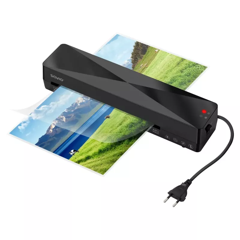 Koud-/heetlaminator SAVIO LR-01/B — max. lamineerbreedte 230 mm, 320 mm/min, 300 W, zwart