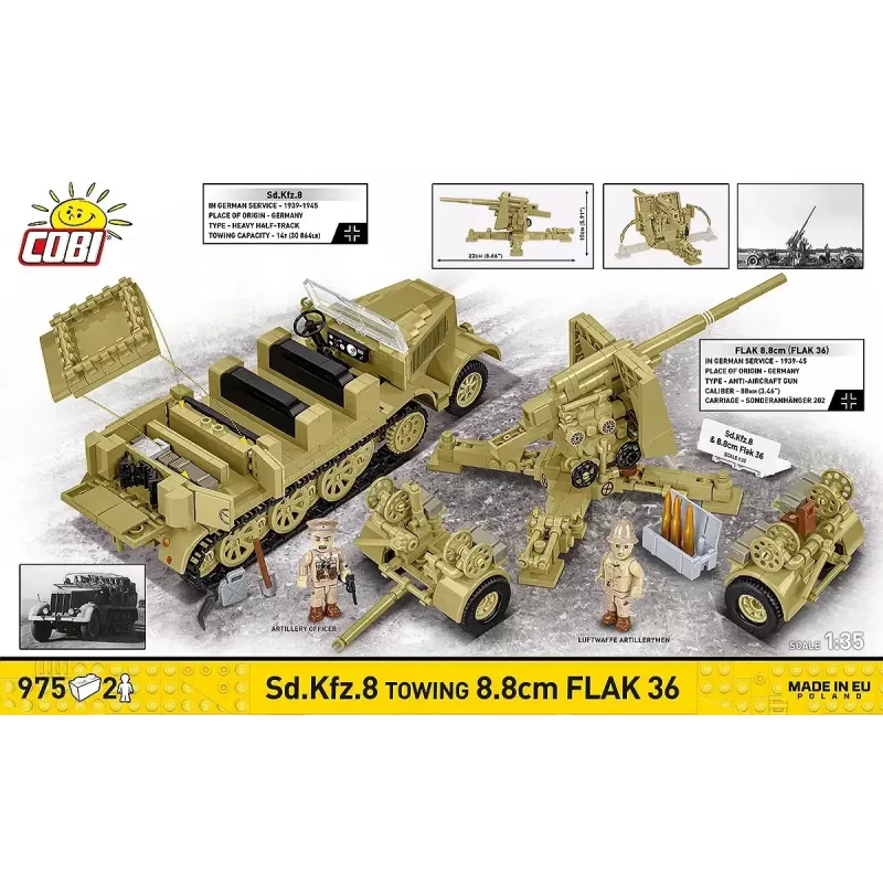 Cobi Blocks Sd.Kfz.8 met 8,8 cm Flak 36 bouwset, 975 onderdelen