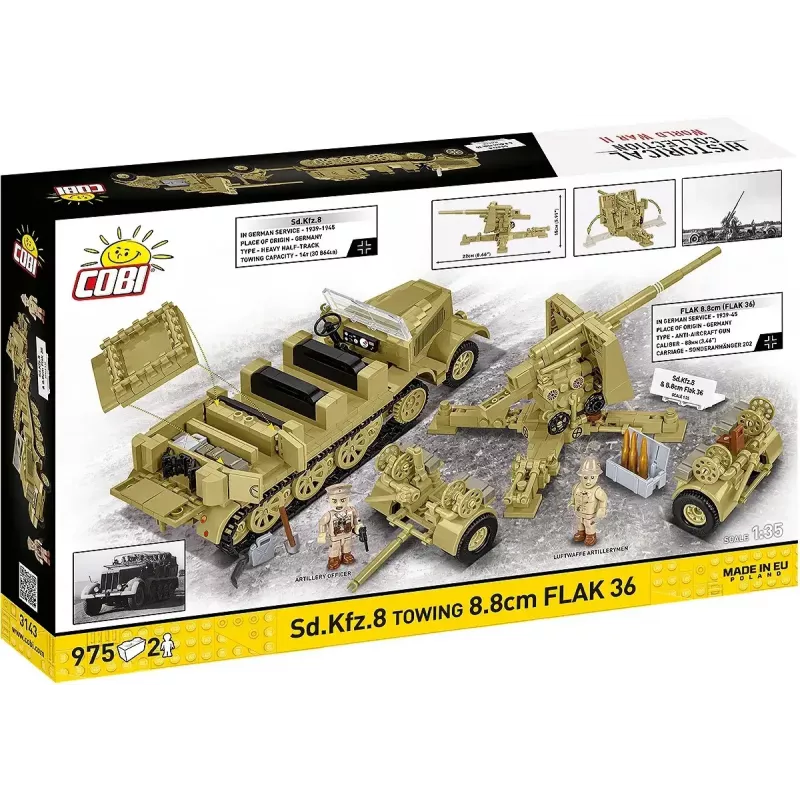 Cobi Blocks Sd.Kfz.8 met 8,8 cm Flak 36 bouwset, 975 onderdelen