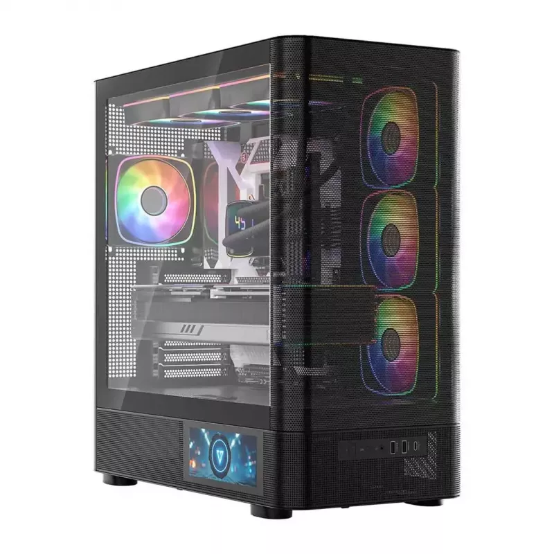 PC-behuizing MODECOM VOLCANO AQ400 ARGB MIDI zwart — MODECOM MC-A-AQ400-4FA-B