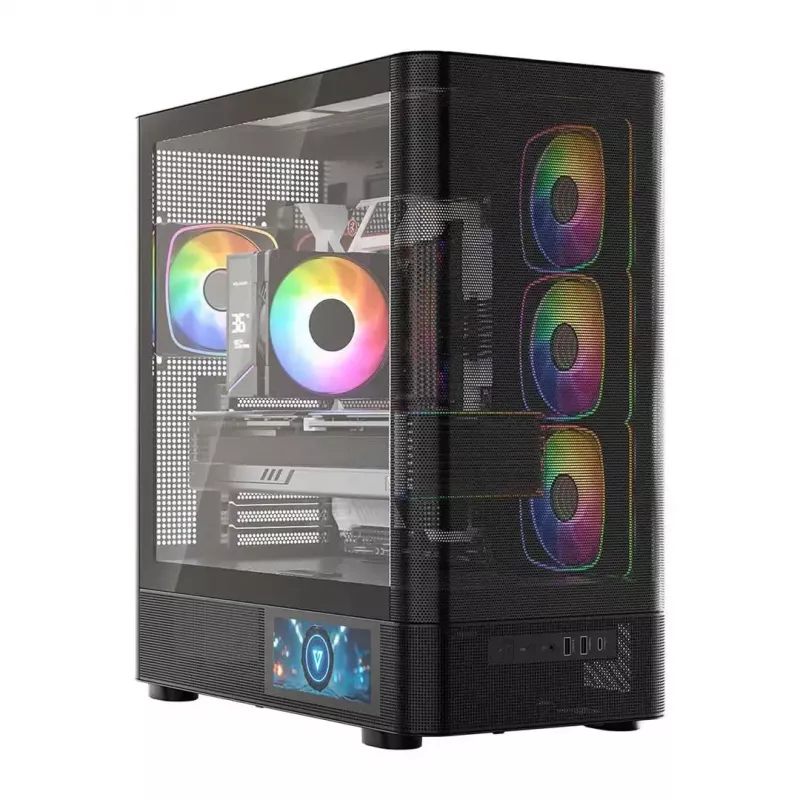 PC-behuizing MODECOM VOLCANO AQ400 ARGB MIDI zwart — MODECOM MC-A-AQ400-4FA-B