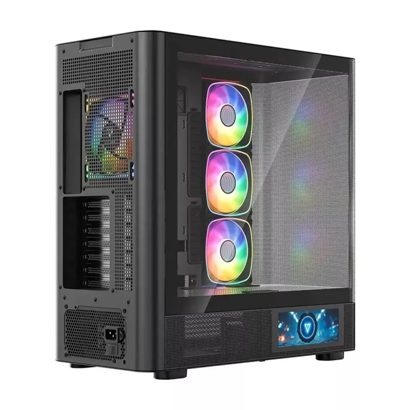 PC-behuizing MODECOM VOLCANO AQ400 ARGB MIDI zwart — MODECOM MC-A-AQ400-4FA-B