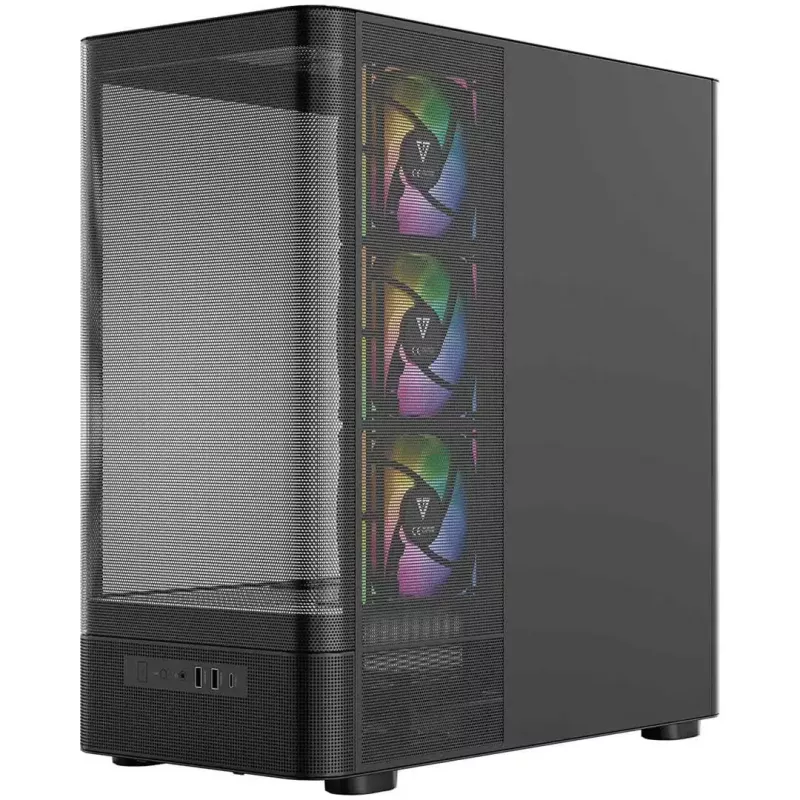 PC-behuizing MODECOM VOLCANO AQ400 ARGB MIDI zwart — MODECOM MC-A-AQ400-4FA-B