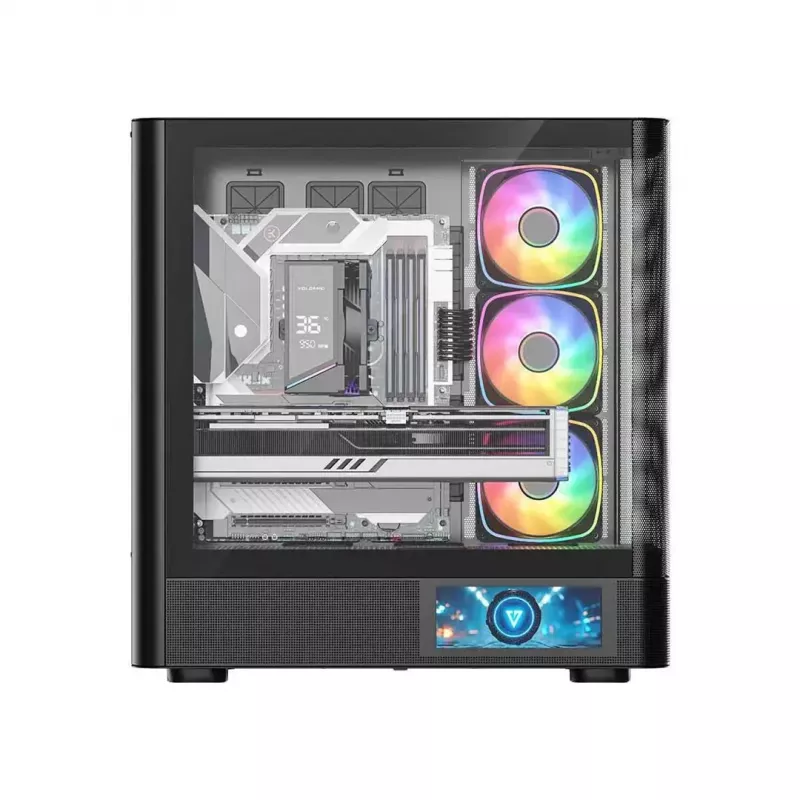 PC-behuizing MODECOM VOLCANO AQ400 ARGB MIDI zwart — MODECOM MC-A-AQ400-4FA-B