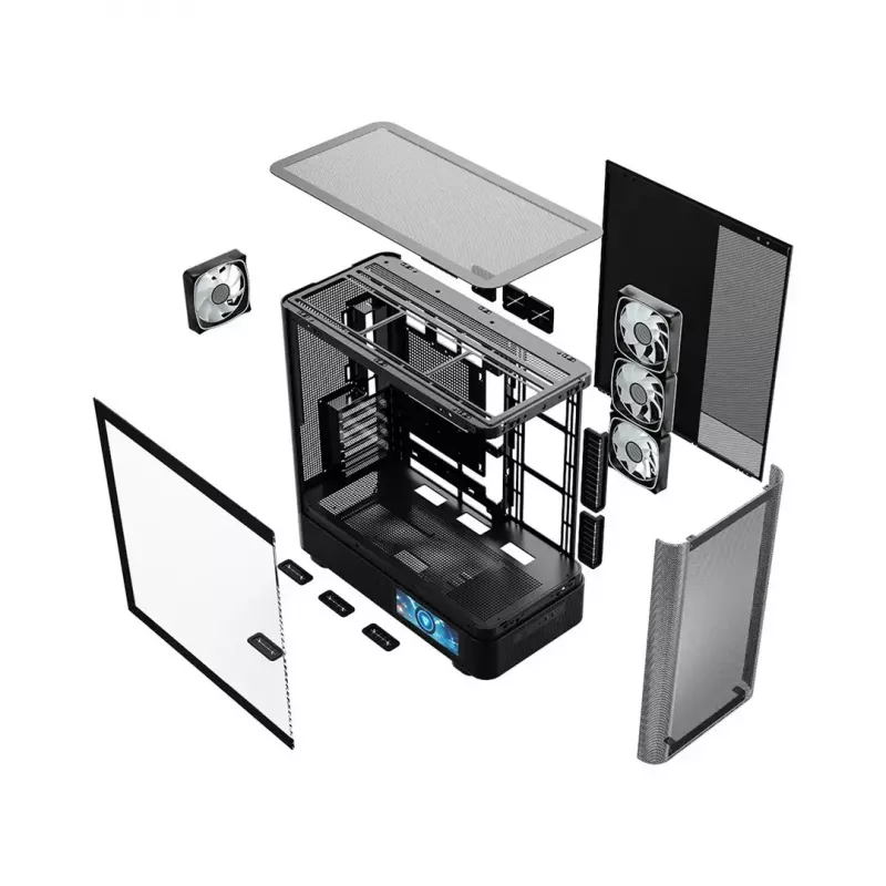 PC-behuizing MODECOM VOLCANO AQ400 ARGB MIDI zwart — MODECOM MC-A-AQ400-4FA-B
