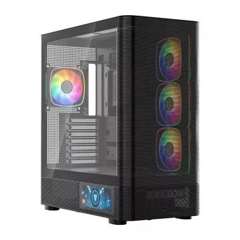 PC-behuizing MODECOM VOLCANO AQ400 ARGB MIDI zwart — MODECOM MC-A-AQ400-4FA-B