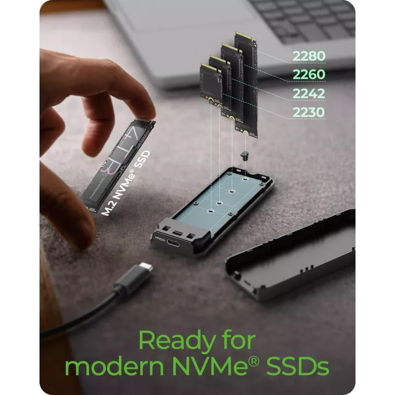 ICY BOX M.2 NVMe SSD-behuizing met USB 3.2 Gen 2 Type-C en RGB-verlichting