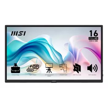 MSI PRO MP165 E6 draagbare tv/monitor draagbare monitor zwart 39,6 cm (15,6 inch) LED 1920 x 1080 pixel