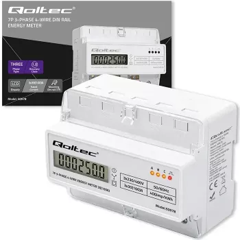Driefasige DIN-rail energiemeter QOLTEC 50978 — 400 V, 100 A