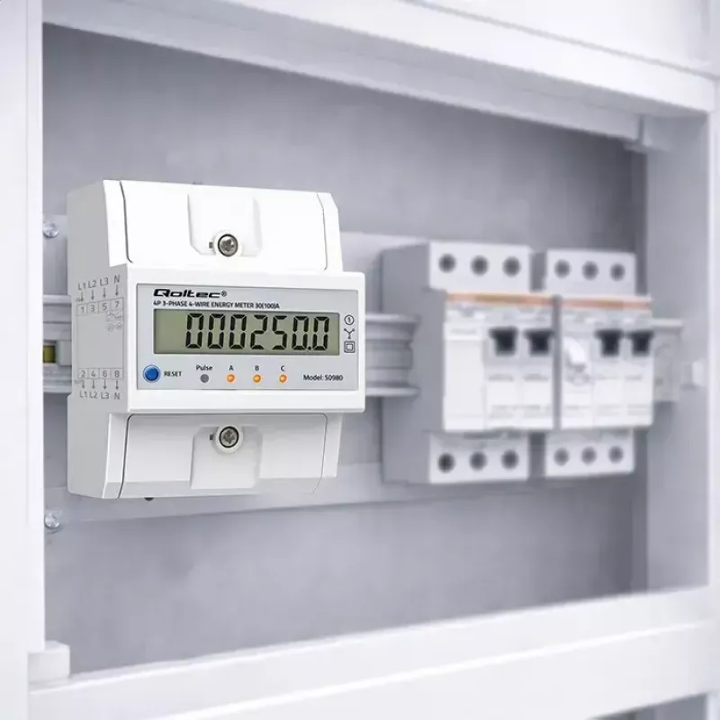 Driefasige energiemeter QOLTEC 50980 — 400 V, 100 A met reset