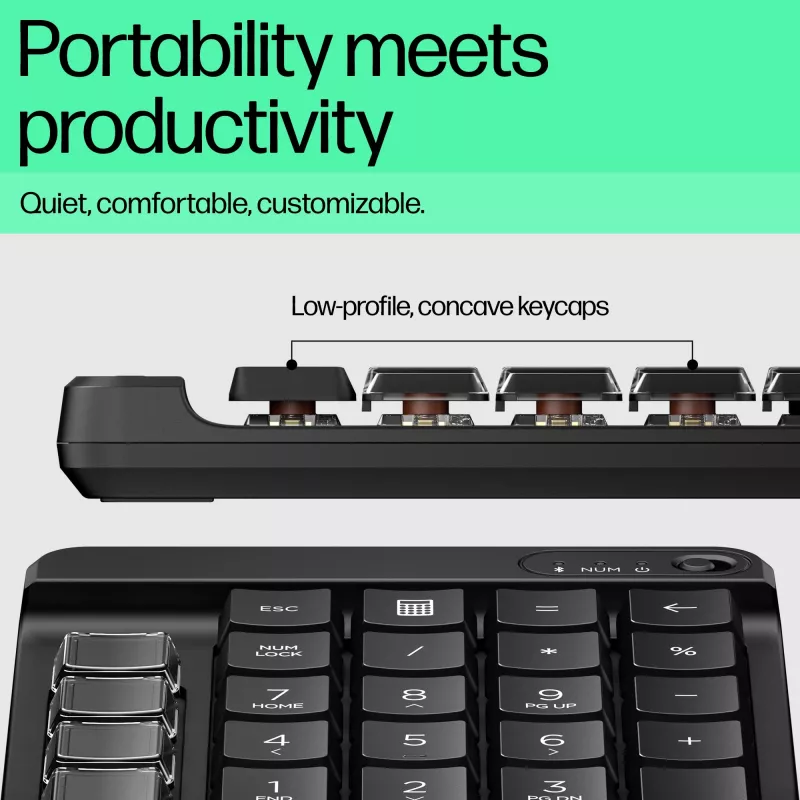 HP 430 programmeerbaar draadloos toetsenblok, draadloos, Bluetooth, mechanisch, zwart