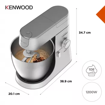Staafmixer Kenwood Chef XL KVL4110S – 1200 W, 6,7 L RVS-kom, planetaire menger, mixer, zilver