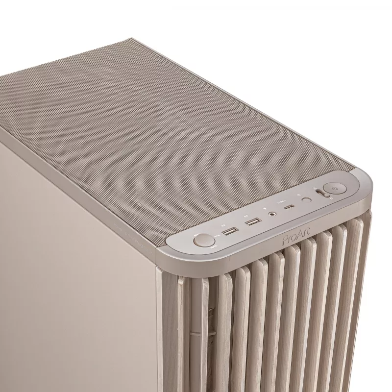 Pc-behuizing ASUS ProArt PA401 Wood Edition beige — mid-tower, frontpaneel van metaal