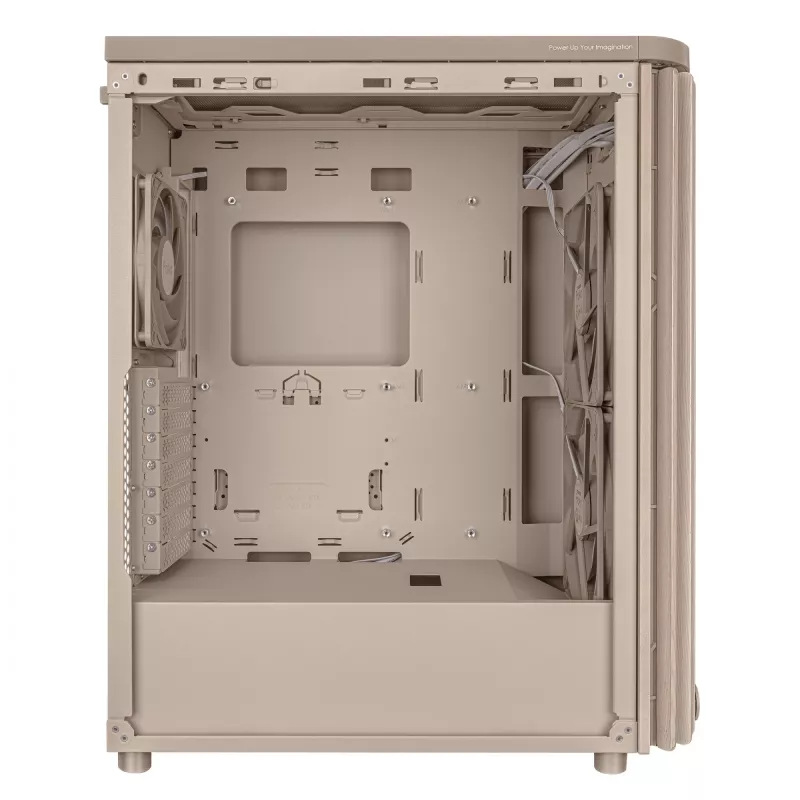 Pc-behuizing ASUS ProArt PA401 Wood Edition beige — mid-tower, frontpaneel van metaal