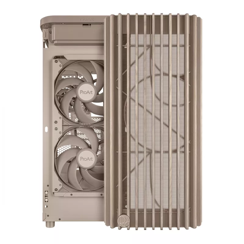 Pc-behuizing ASUS ProArt PA401 Wood Edition beige — mid-tower, frontpaneel van metaal