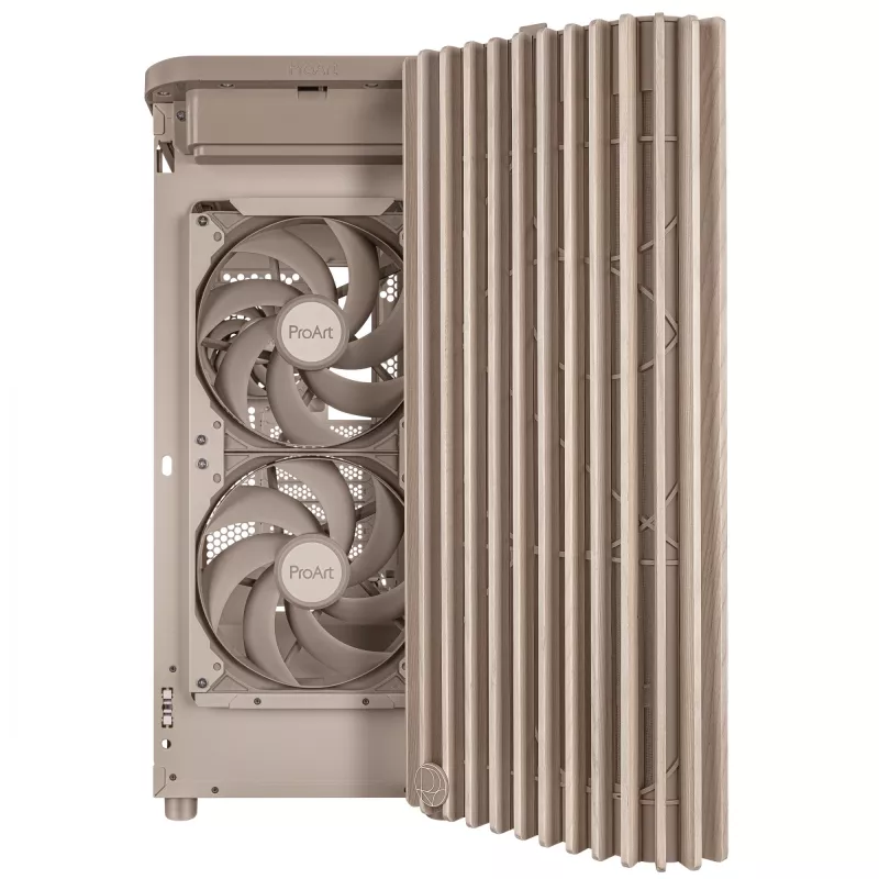 Pc-behuizing ASUS ProArt PA401 Wood Edition beige — mid-tower, frontpaneel van metaal