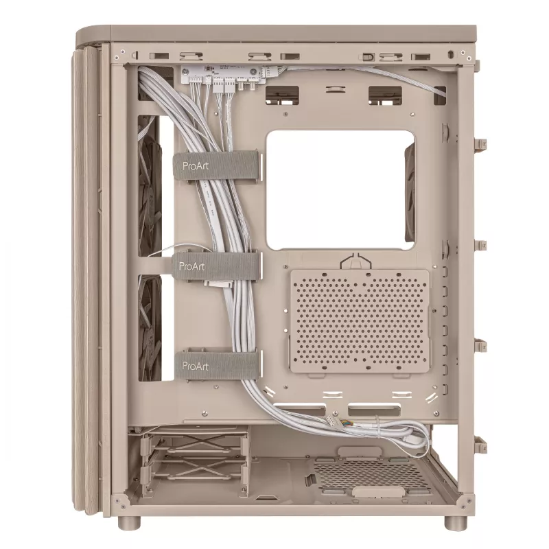 Pc-behuizing ASUS ProArt PA401 Wood Edition beige — mid-tower, frontpaneel van metaal