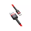 USB-A-naar-USB-C-kabel Baseus Cafule — USB 2.0 A→C, QC3.0-laadondersteuning, nylon gevlochten, rood