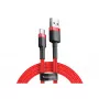 USB-A-naar-USB-C-kabel Baseus Cafule — USB 2.0 A→C, QC3.0-laadondersteuning, nylon gevlochten, rood