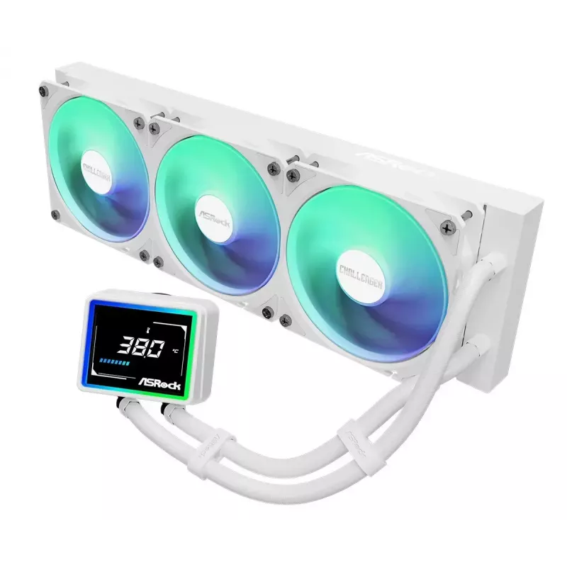 ASROCK Challenger 360 Digital ARGB wit — 360mm CPU-vloeistofkoeler, digitale ARGB-verlichting, witte afwerking