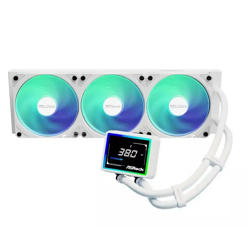ASROCK Challenger 360 Digital ARGB wit — 360mm CPU-vloeistofkoeler, digitale ARGB-verlichting, witte afwerking